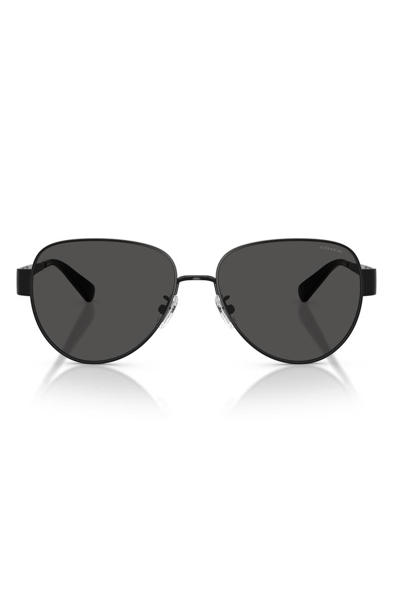 COACH 57mm Pilot Sunglasses, Main, color, Shiny Black / Grey Solid