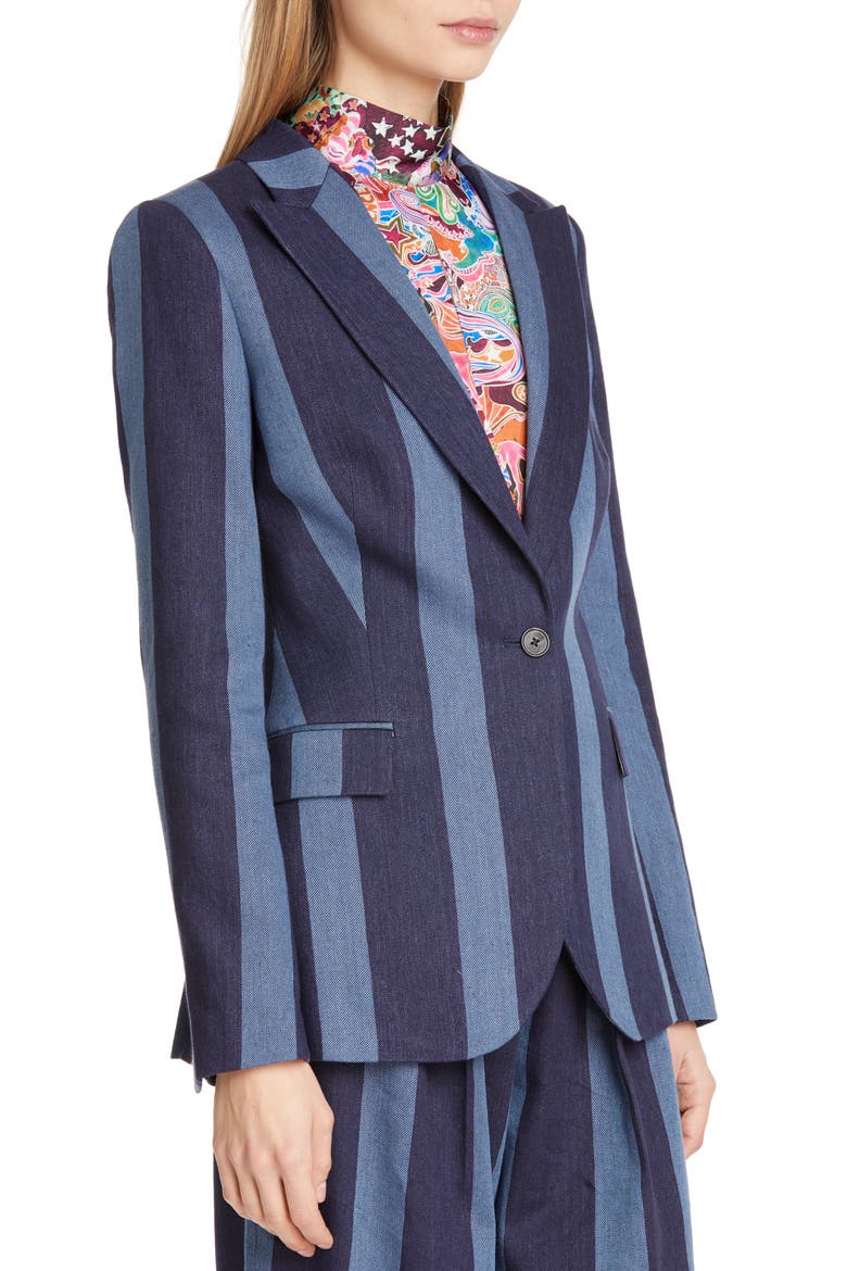 Stripe Denim Blazer (Nordstrom Exclusive), Alternate, color, STRIPED DENIM