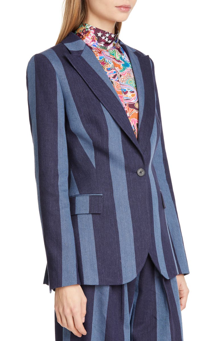 Tommy x Zendaya Stripe Denim Blazer, Alternate, color,