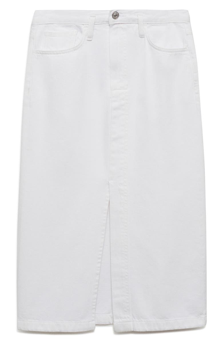 MANGO Front Slit Denim Midi Skirt, Alternate, color, 