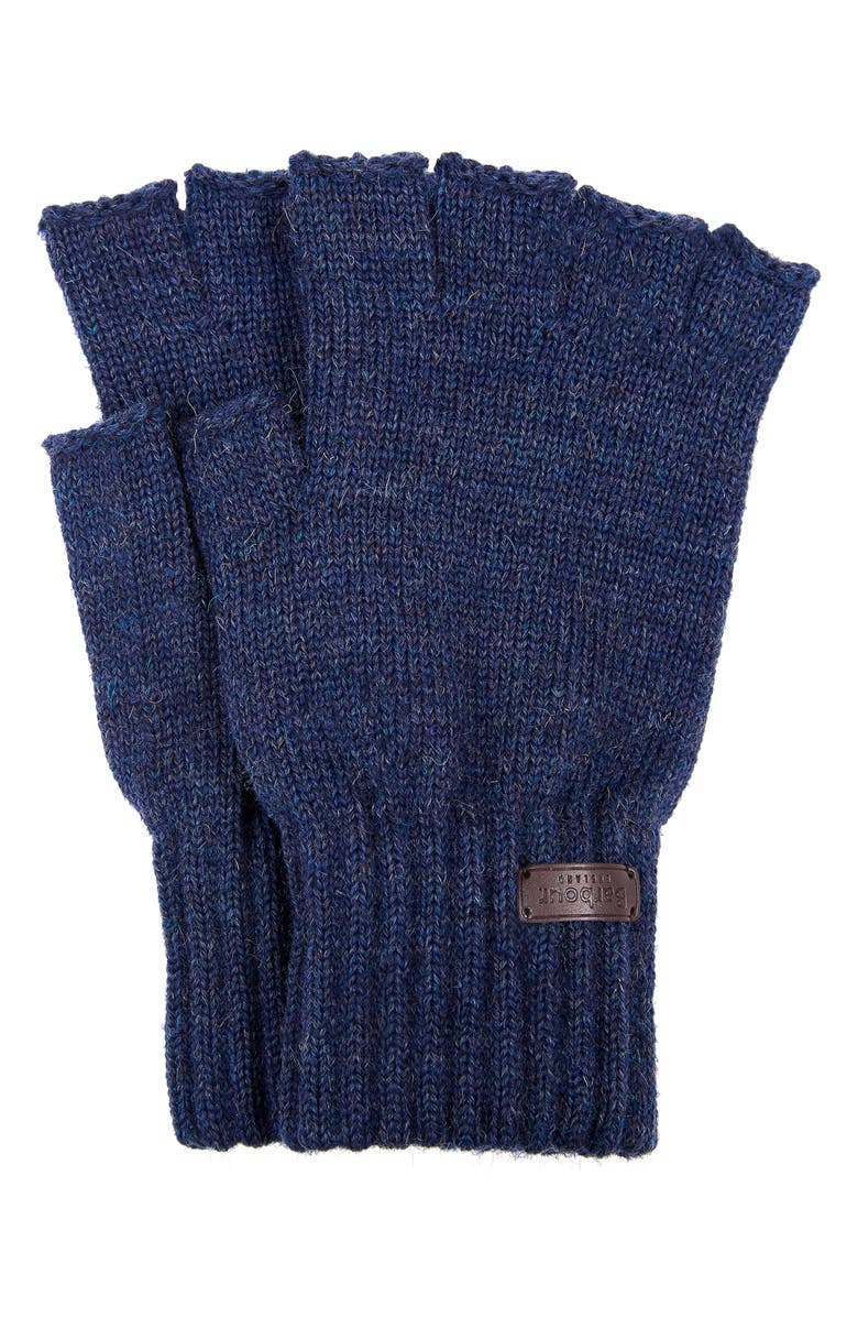 Barbour Fingerless Wool Gloves, Main, color, Navy
