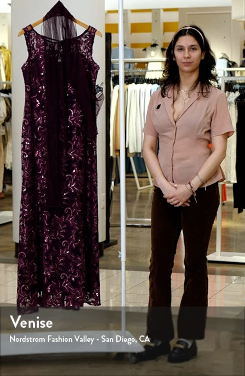 Embroidered Tulle Gown with Shawl, sales video thumbnail