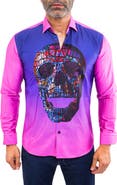 Maceoo Fibonacci Regular Fit Skull Print Cotton Button-Up Shirt