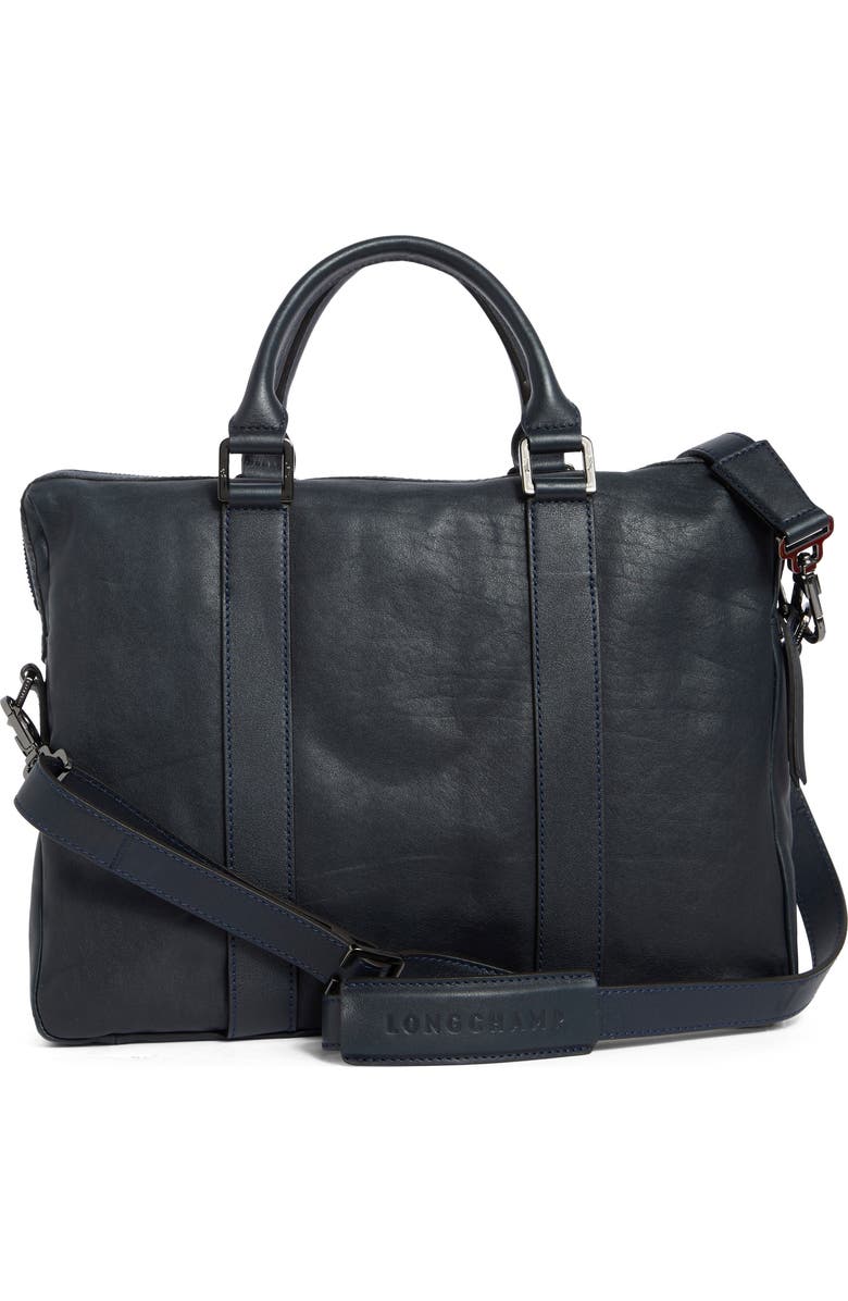 Longchamp LC3D Small Leather Briefcase, Alternate, color, Midnight Blue