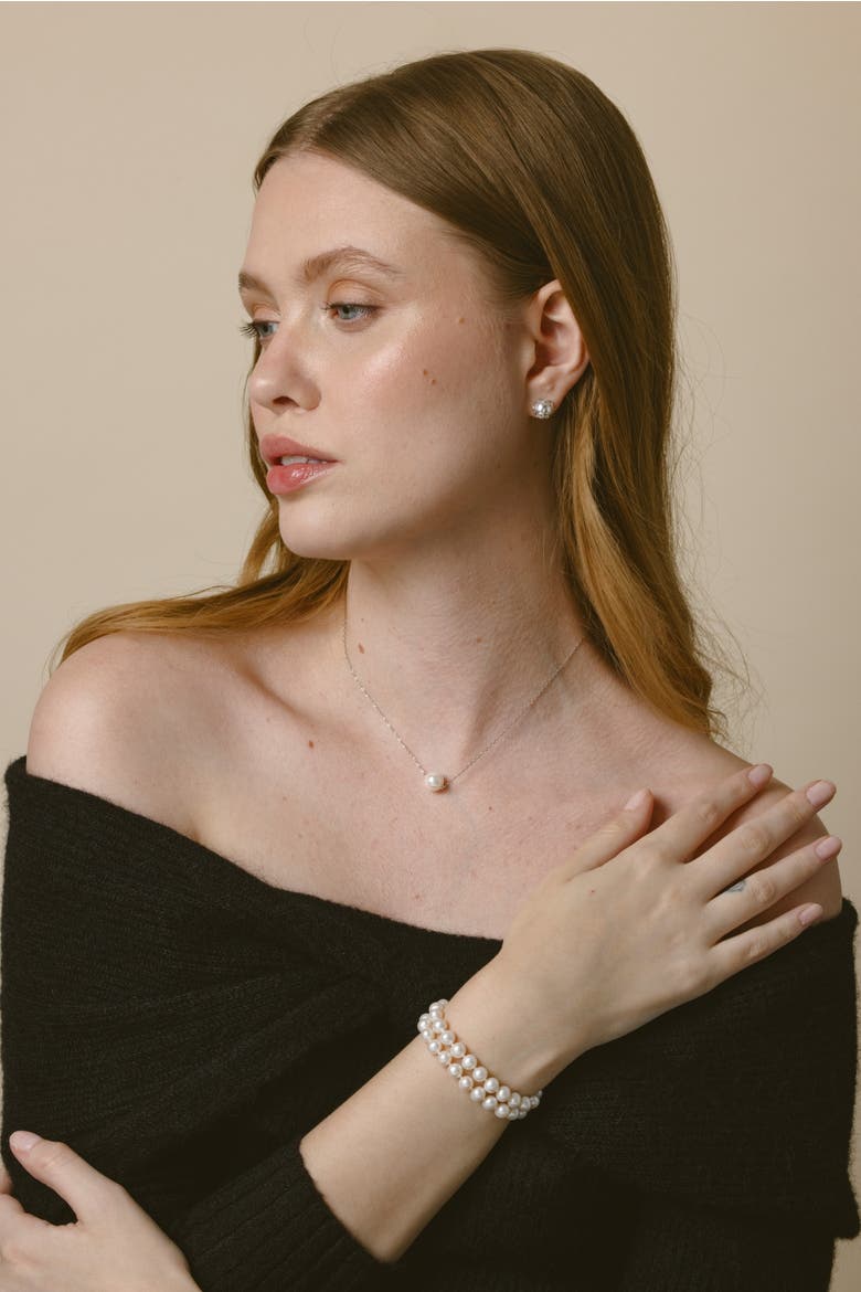 Freshwater Double Pearl Bracelet, Alternate, color, White Pearls