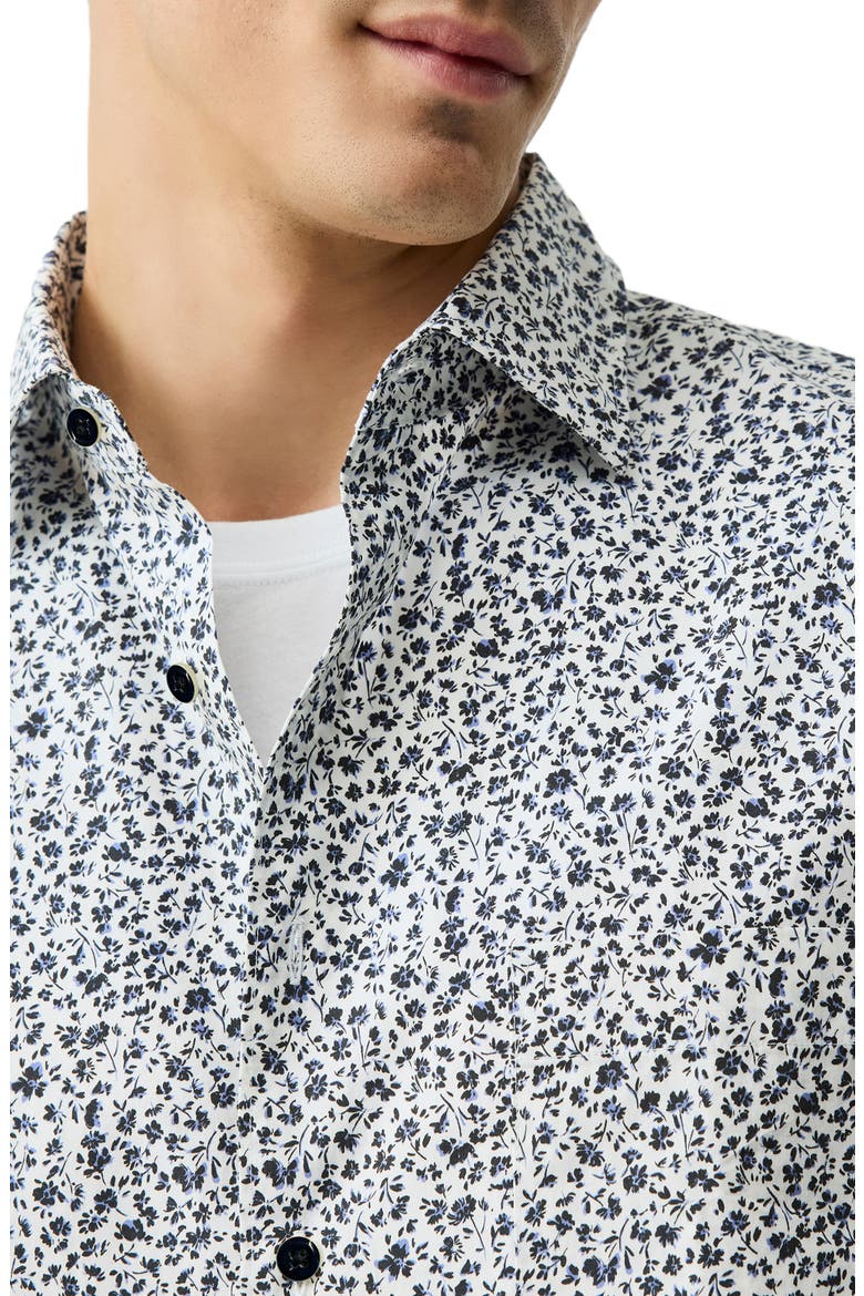 Rai Valley Floral Short Sleeve Button-Up Shirt, Alternate, color, NAVY