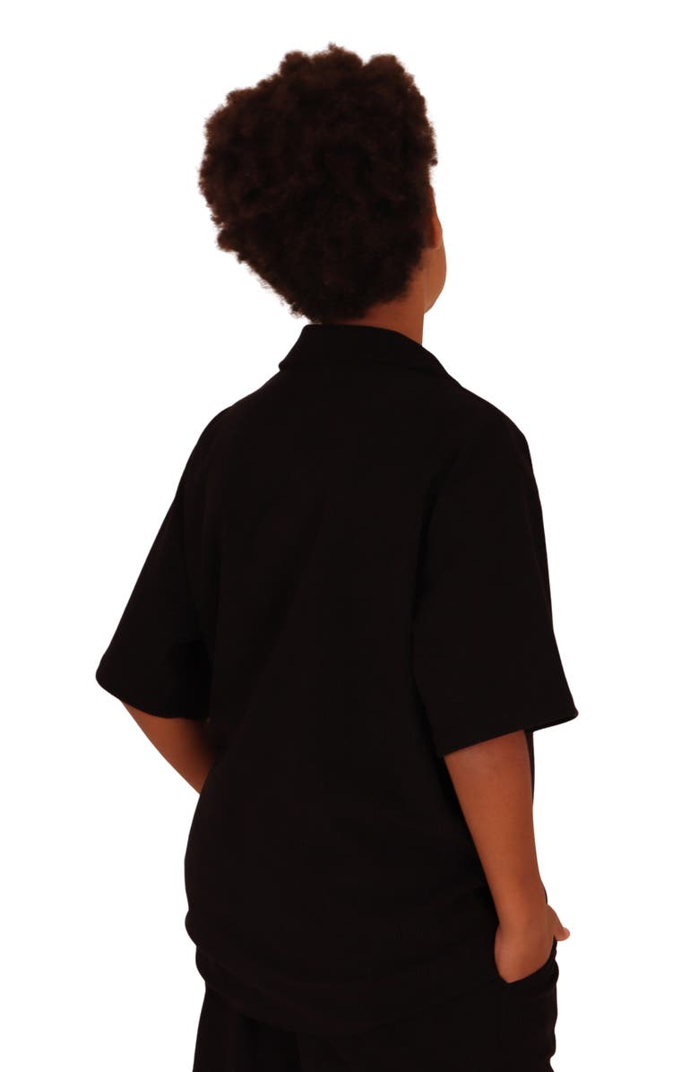 TINY TRIBE Kids' Short Sleeve Button-Up Shirt, Alternate, color, Black