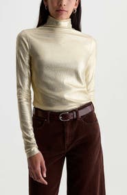 AG Chels Metallic Rib Turtleneck Sweater