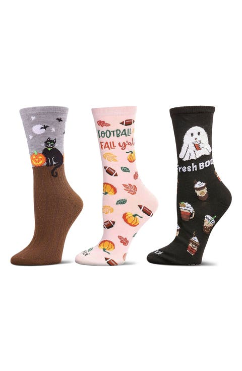 Fall Hallow Assorted 3-Pack Crew Socks