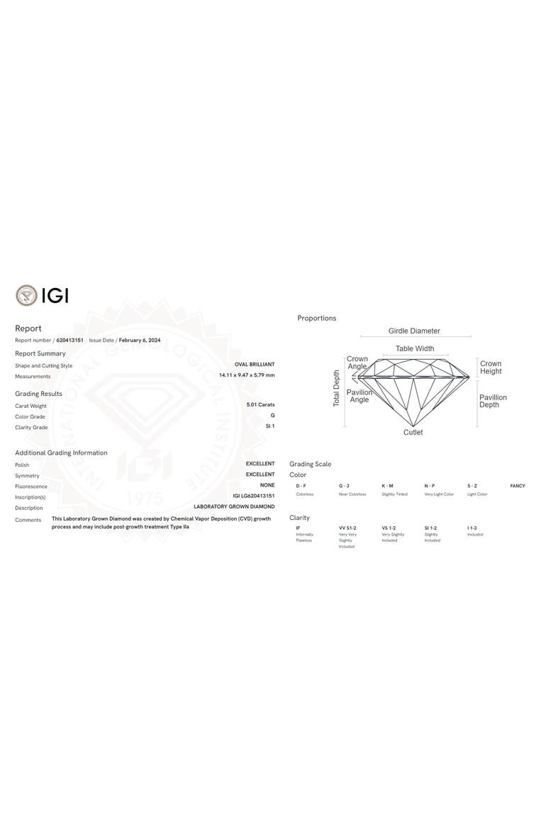 Certified 5Ct Oval 14k Gold Diamond Engagement Ring Lab Grown, Alternate, color, 14k Yellow Gold