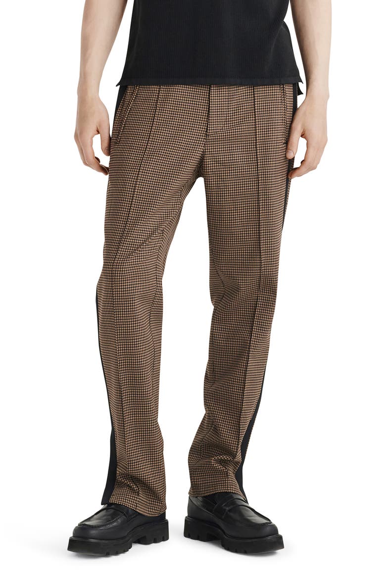 Zander Houndstooth Stretch Virgin Wool Pants, Main, color, BLKTAN