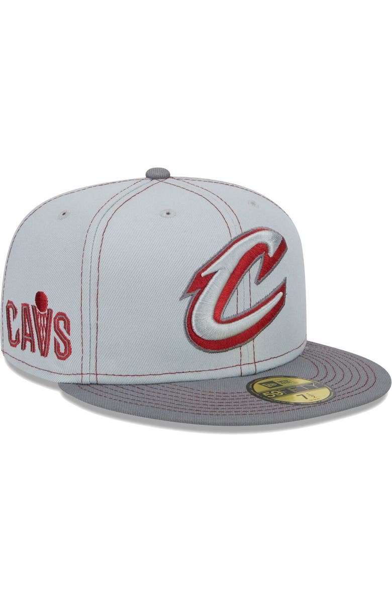New Era Men's New Era Gray Cleveland Cavaliers Color Pop 59FIFTY Fitted Hat, Alternate, color, 