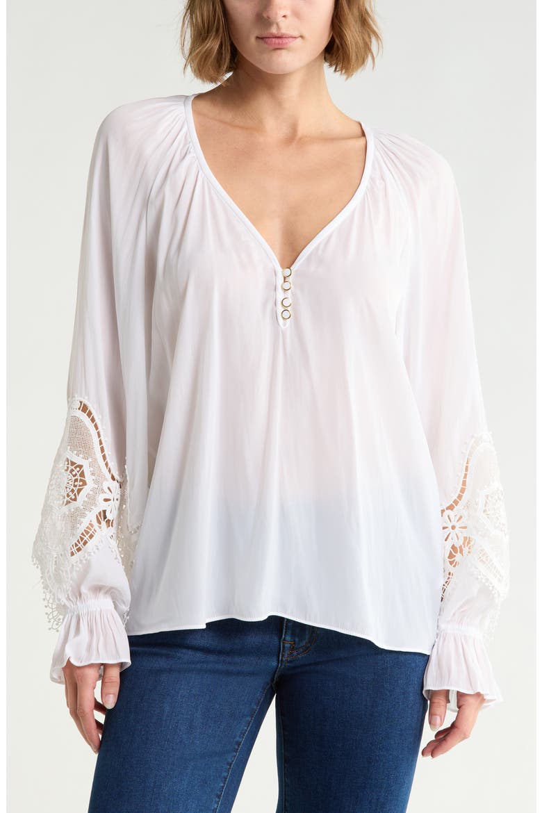 Irina Lace Trim Long Sleeve Top, Main, color, IVORY