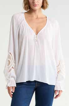 Irina Lace Trim Long Sleeve Top