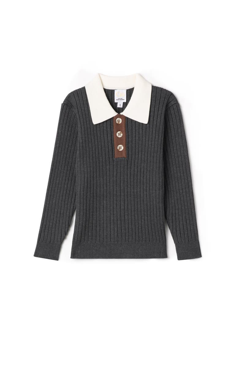 Clô Multi Polo Rib Sweater, Main, color, Charcoal Mix