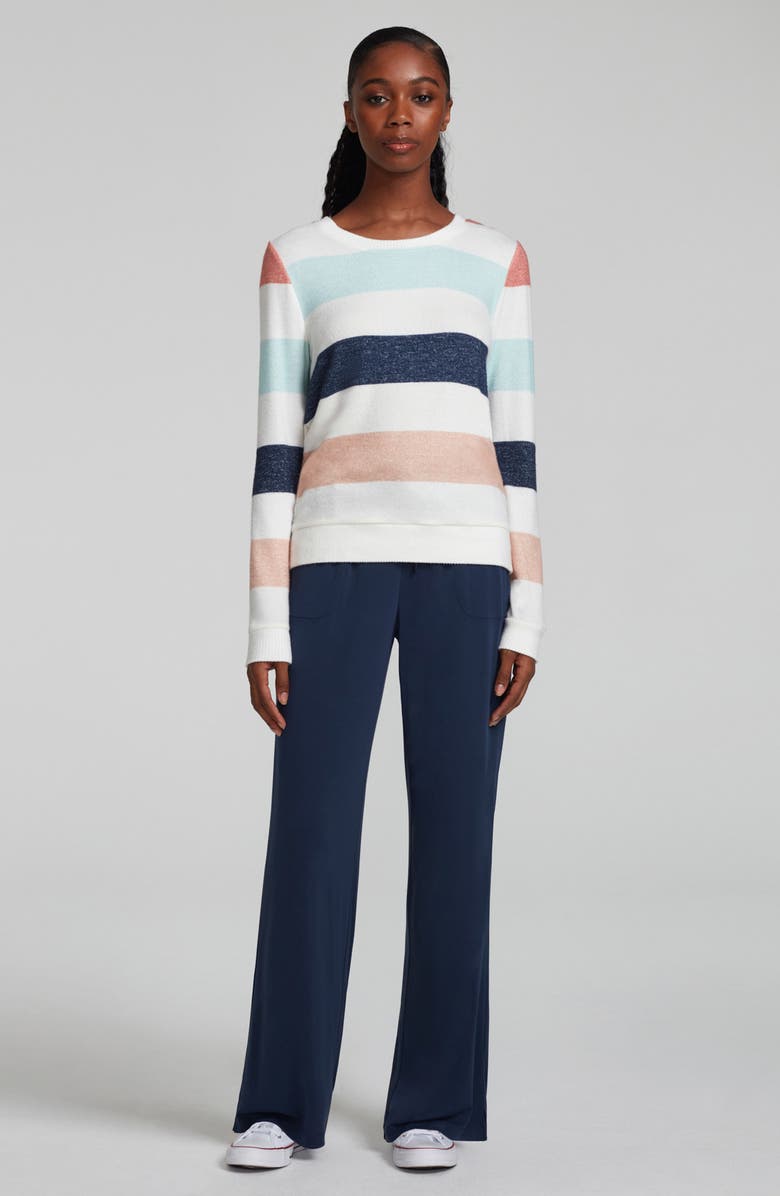 Andrew Marc Stripe Hachi Sweater, Alternate, color, Winter Whi