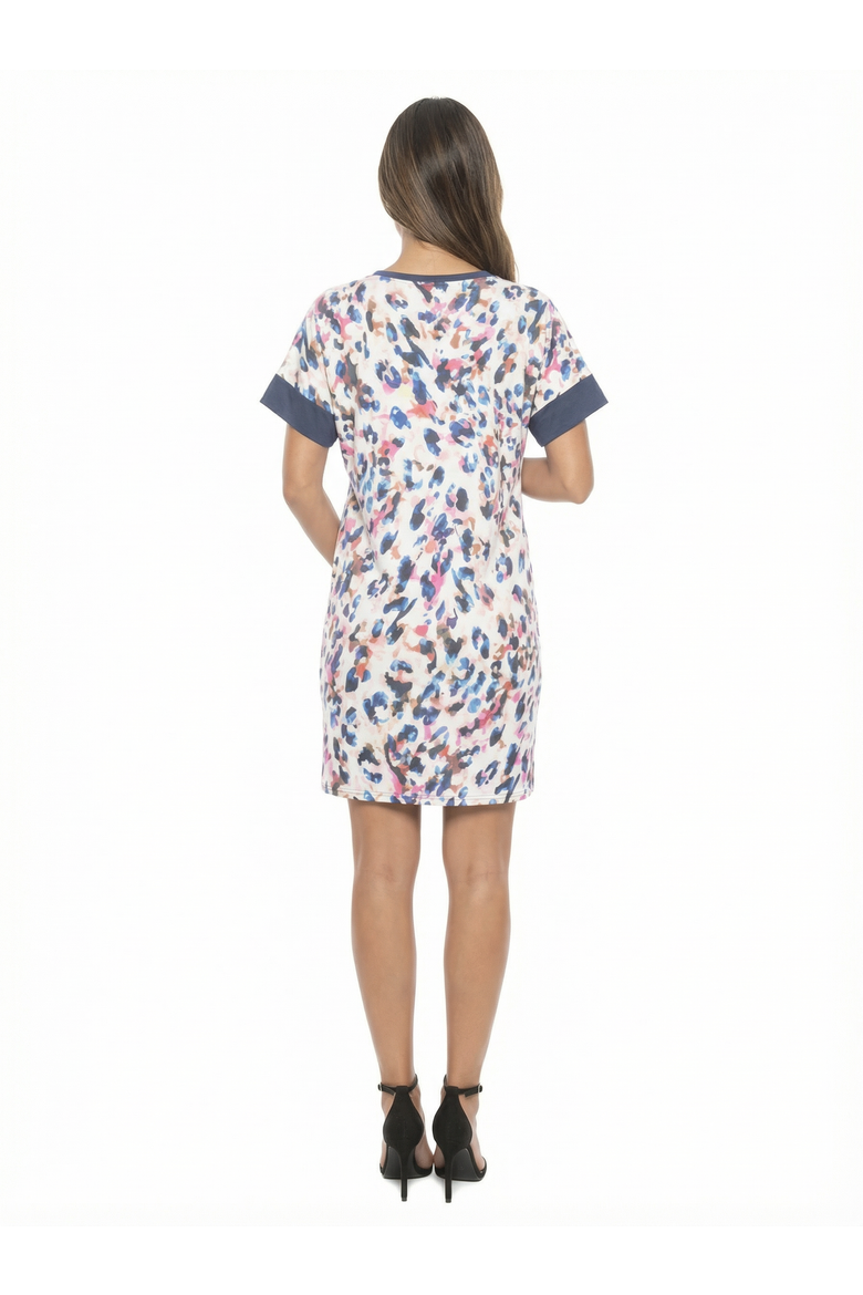 Maternity Abstract Short Sleeve Knee Length T-Shirt Dress, Alternate, color, White Multi