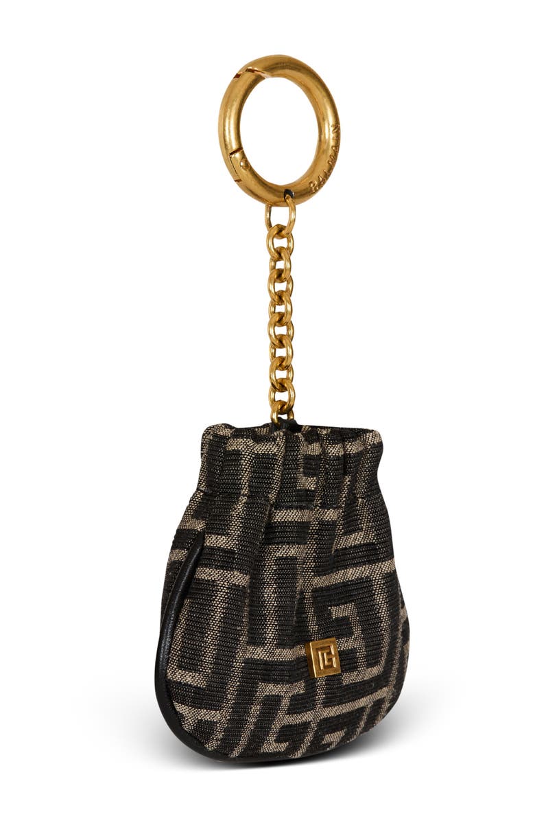 Balmain Pulse monogram jacquard key ring, Alternate, color, Black