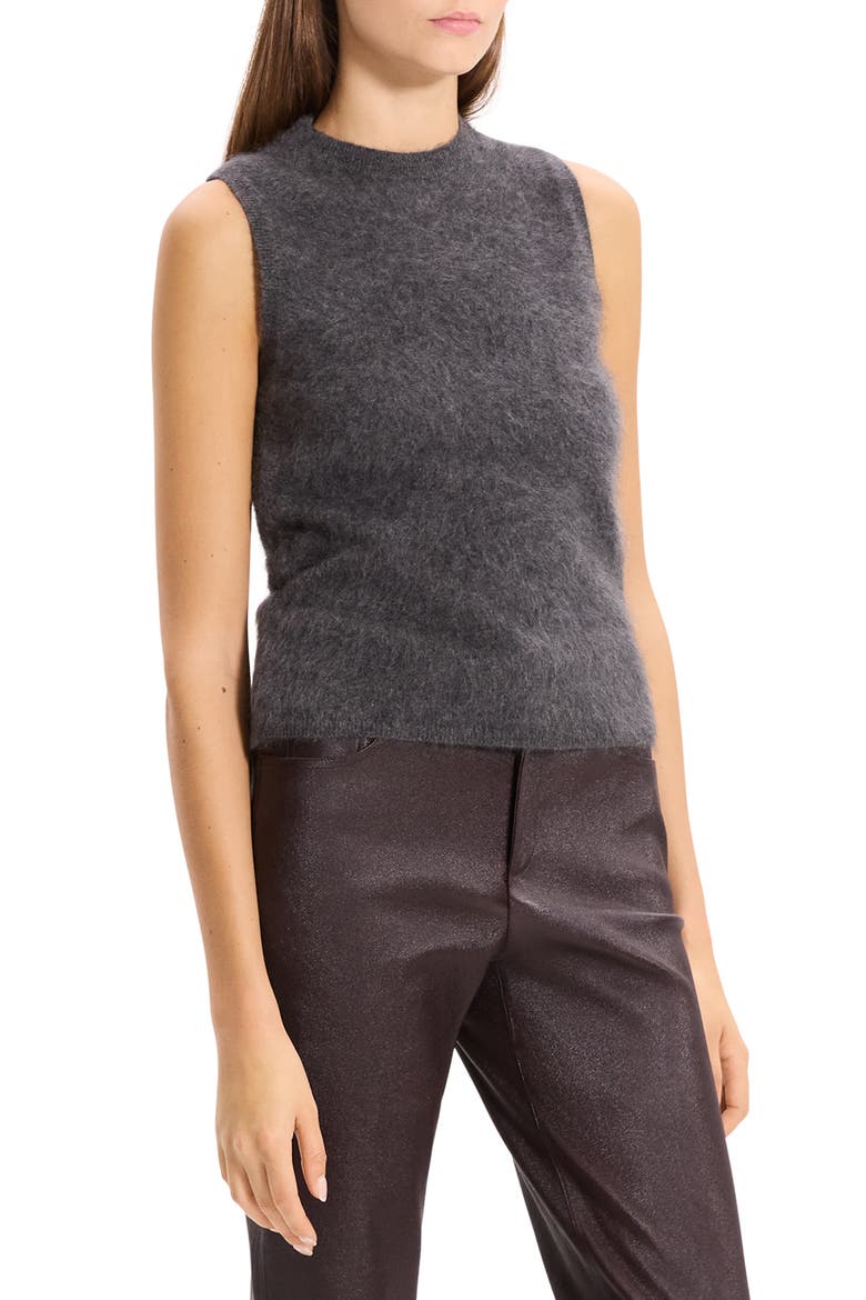 Cashmere Sleeveless Sweater, Alternate, color, LIGHT CHARCOAL