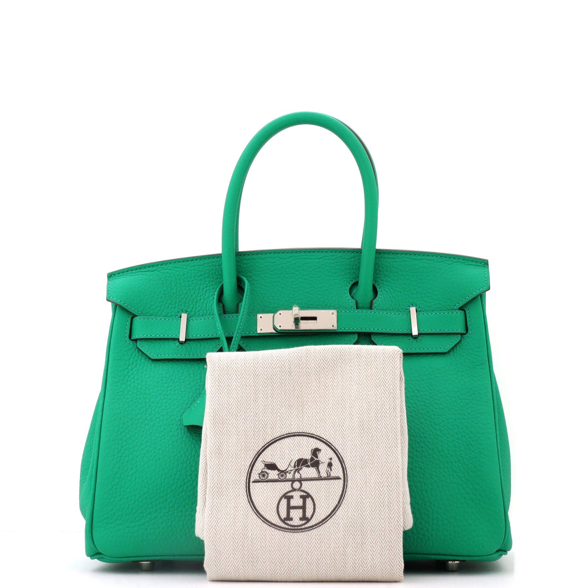 Pre-Owned Hermes Birkin Handbag Green Clemence with Palladium Hardware 30, Alternate, color, Menthe