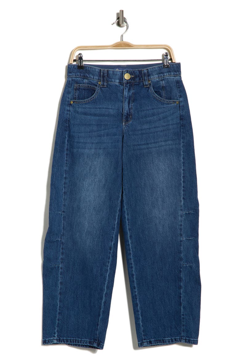 'Ab'solution High Waist Ankle Barrel Leg Jeans, Alternate, color, BLUE