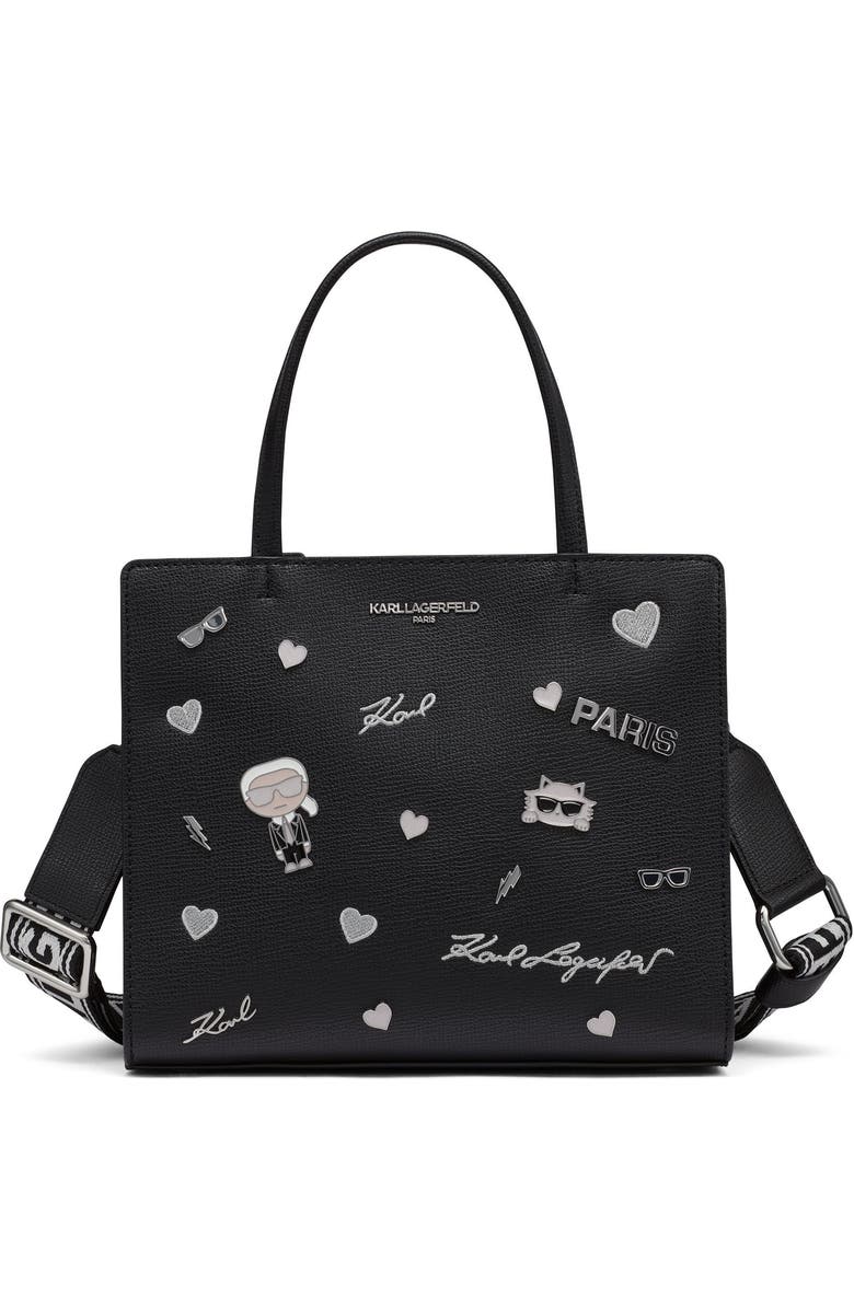 KARL LAGERFELD PARIS Maybelle Satchel, Main, color, Black Shimmer
