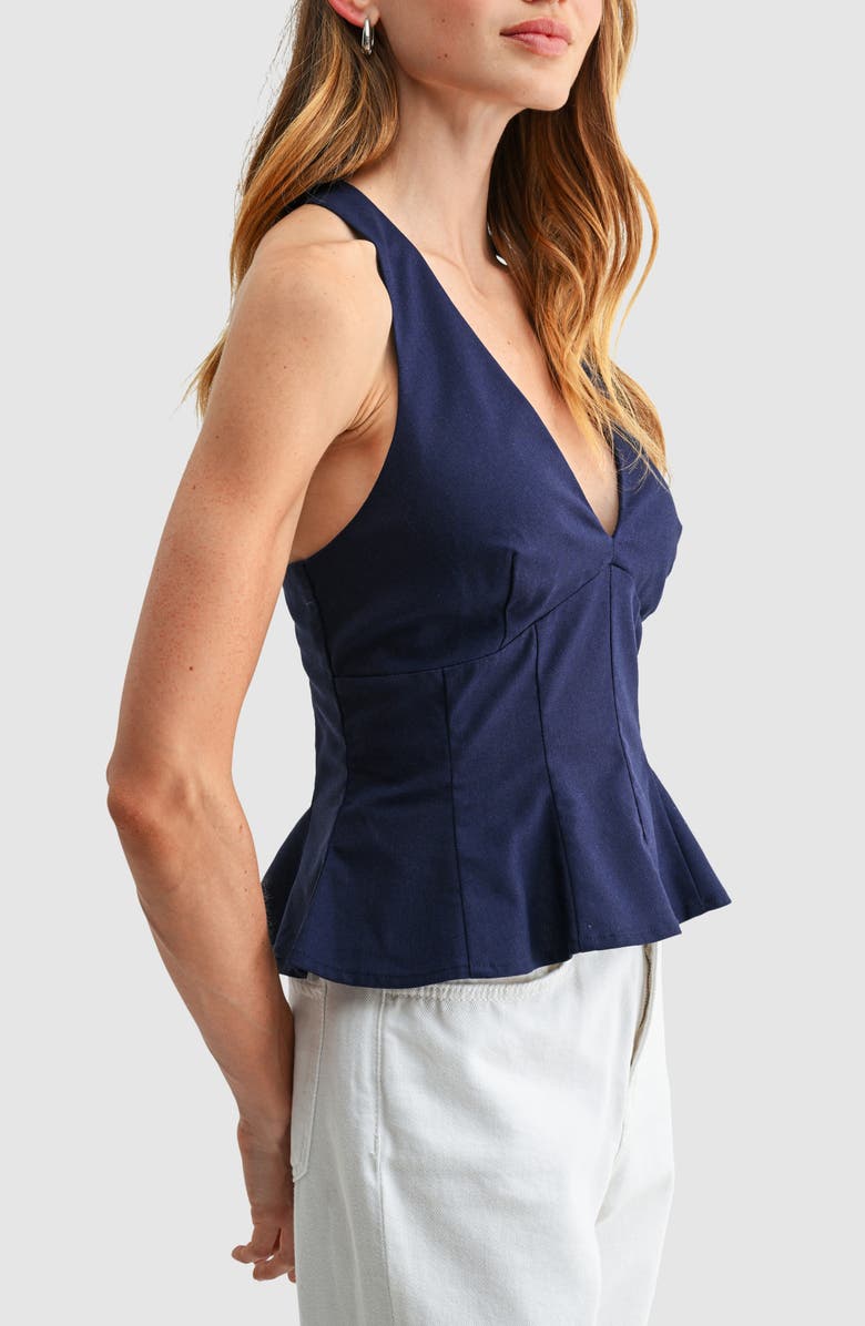All in Favor Halter Peplum Top, Alternate, color, Navy