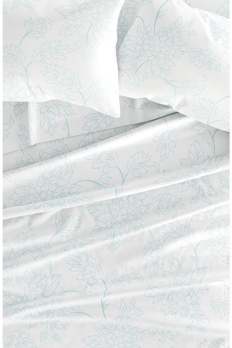 Premium Ultra Burst of Vines Pattern 4-Piece Bed Sheets Set, Alternate, color, AQUA VINE