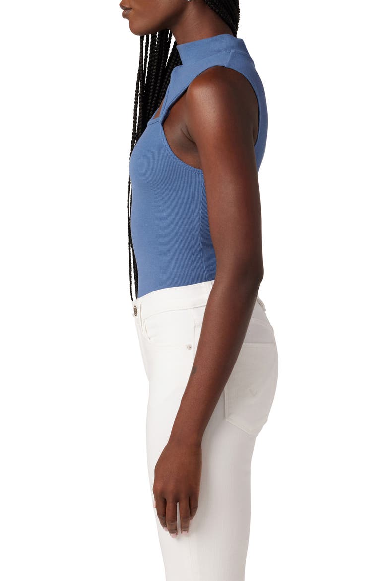 Mock Neck Cut Out Tank, Alternate, color, MOONLIGHT BLUE