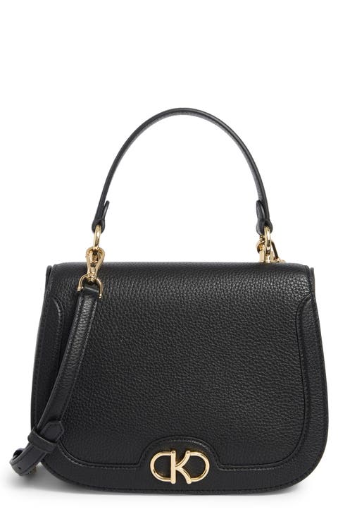 kyla pebbled leather top handle bag