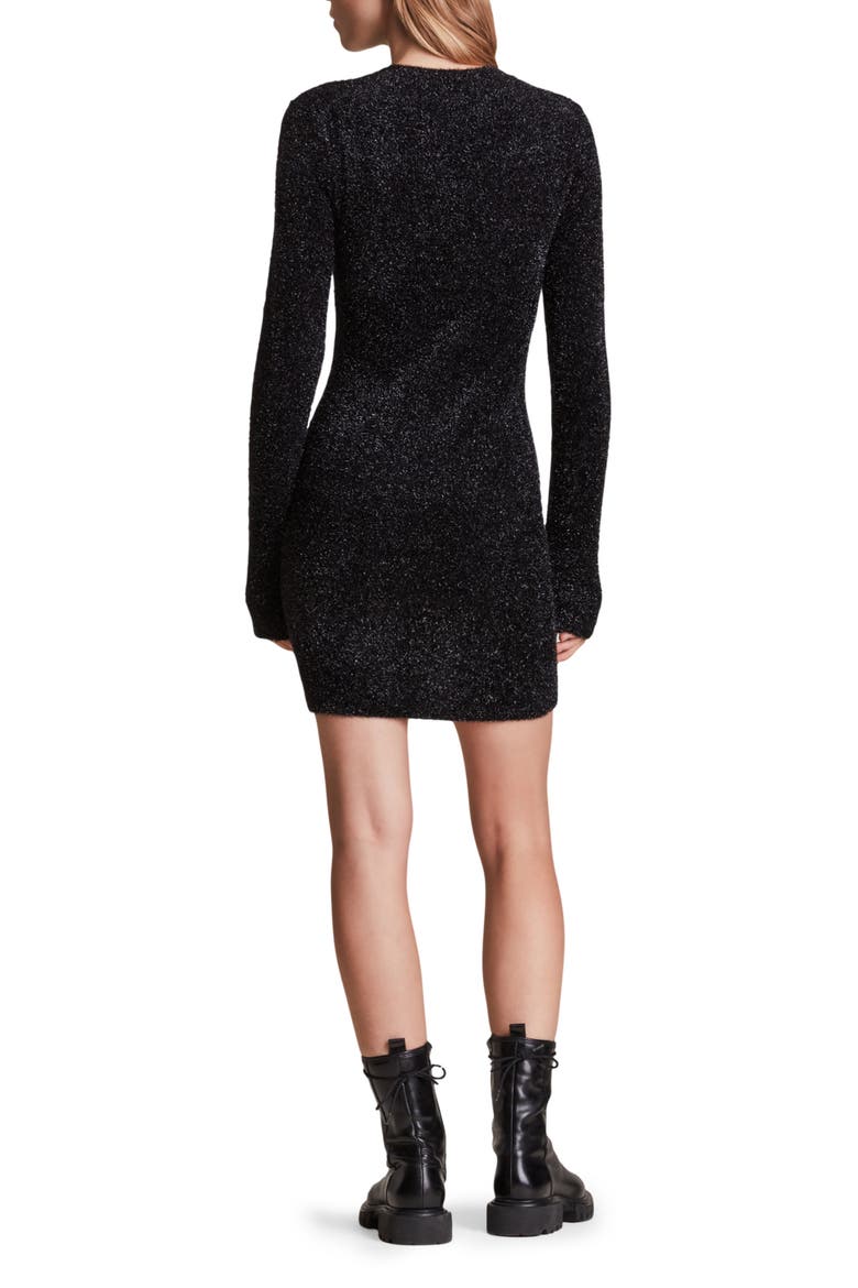 Sparkle Long Sleeve Body-Con Minidress, Alternate, color, BLACK