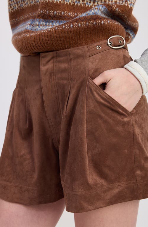 Jacquie The Label Cordelia Faux Suede Shorts In Brown