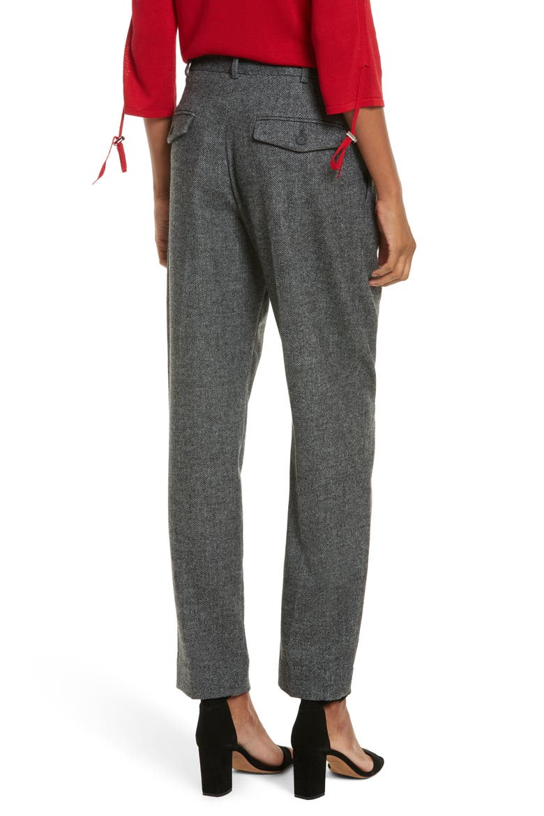 GREY Jason Wu Pleated Flannel Pants, Alternate, color, TIN GREY/ BLACK