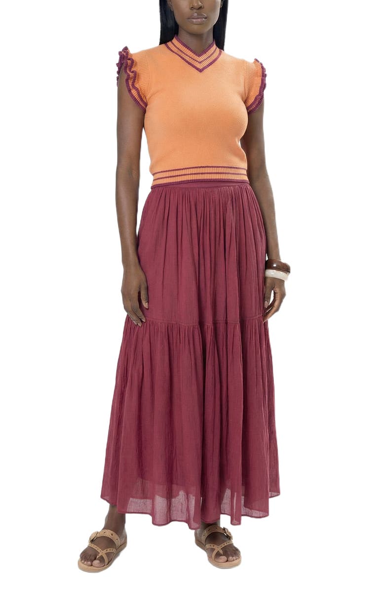 AREA STARS Pia Pintuck Skirt, Main, color, Berry