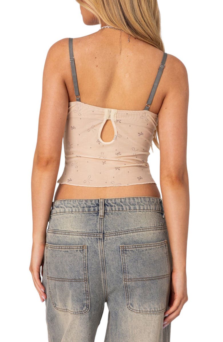 EDIKTED Nicola Bow Print Camisole, Alternate, color, 