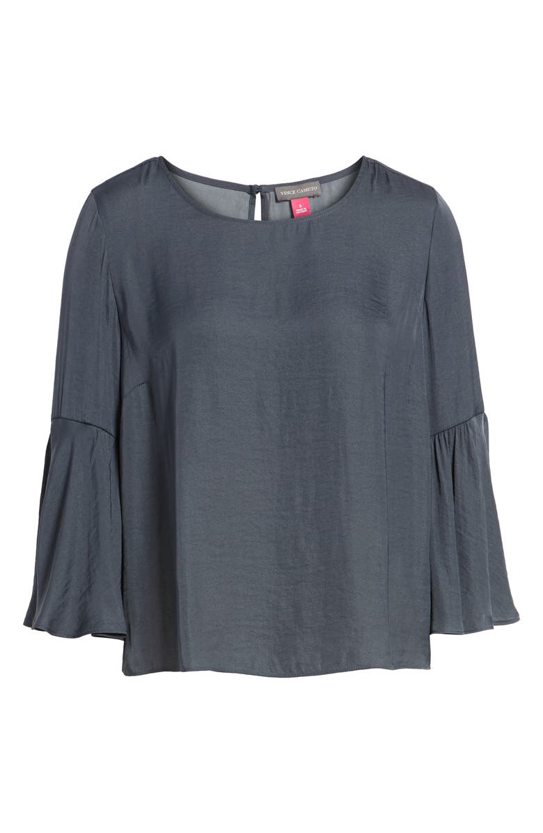 Vince Camuto Hammer Satin Bell Sleeve Blouse, Alternate, color,
