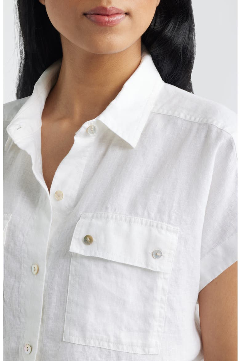 Castialina Utility Linen Button-Up Shirt, Alternate, color, WHITE