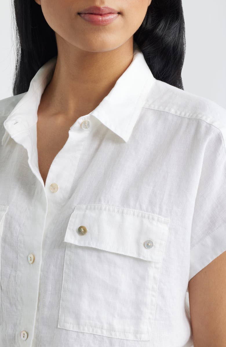 Tommy Bahama Castialina Utility Linen Button-Up Shirt, Alternate, color, White