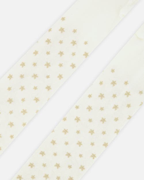 Deux Par Deux Knit Tights With Golden Star In White