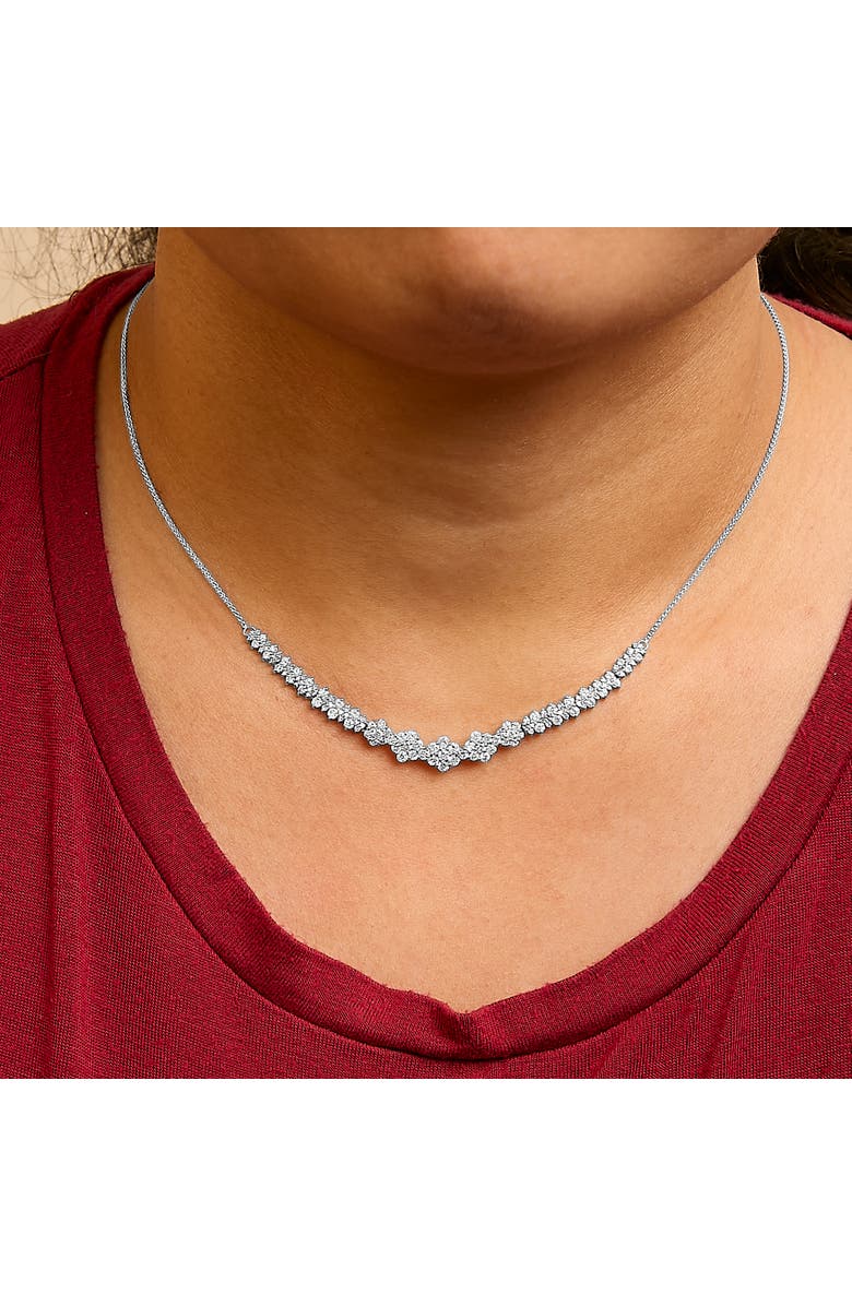 Haus of Brilliance 14K White Gold 2.00 Cttw Diamond Composite Cluster Bar Necklace, Alternate, color, White Gold