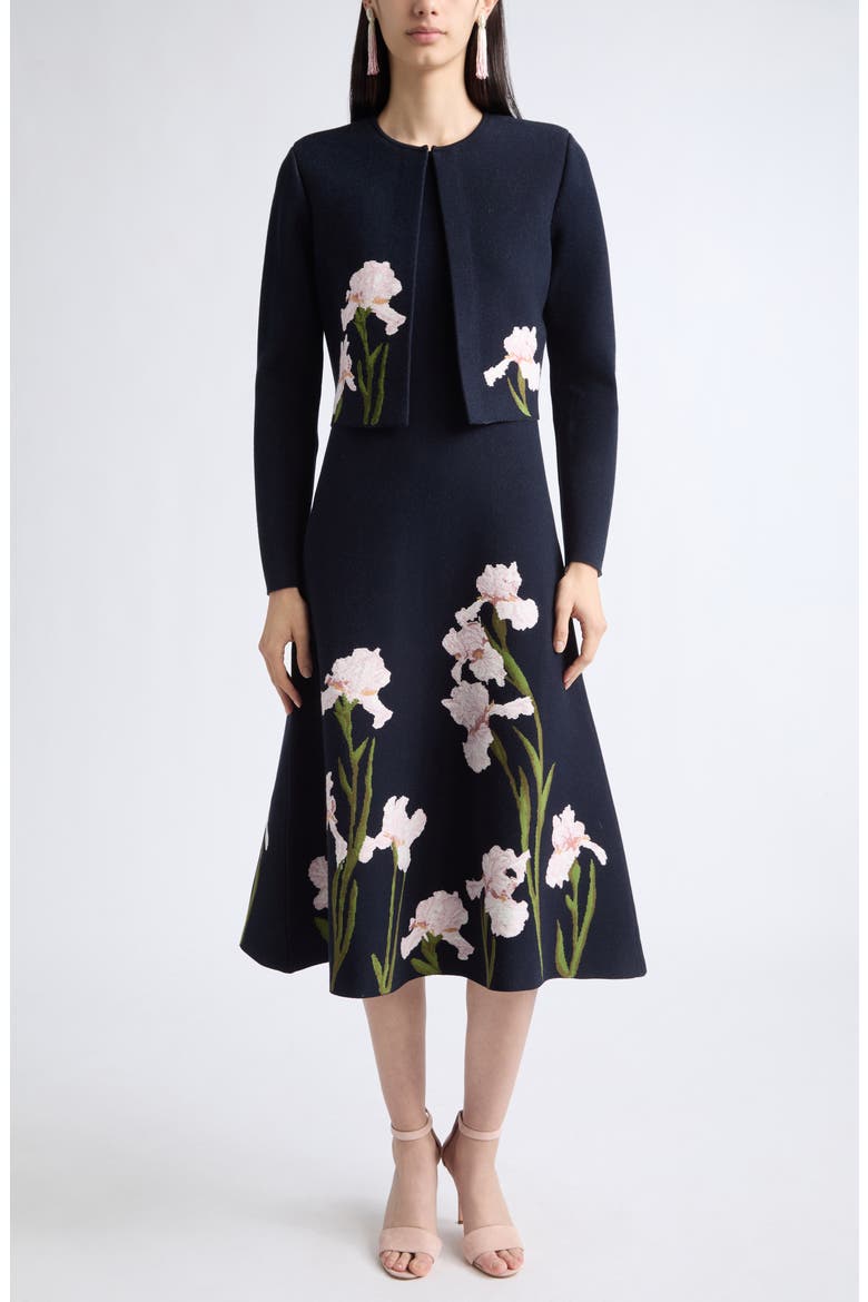 Iris Floral Jacquard Jacket, Alternate, color, NAVY MULTI