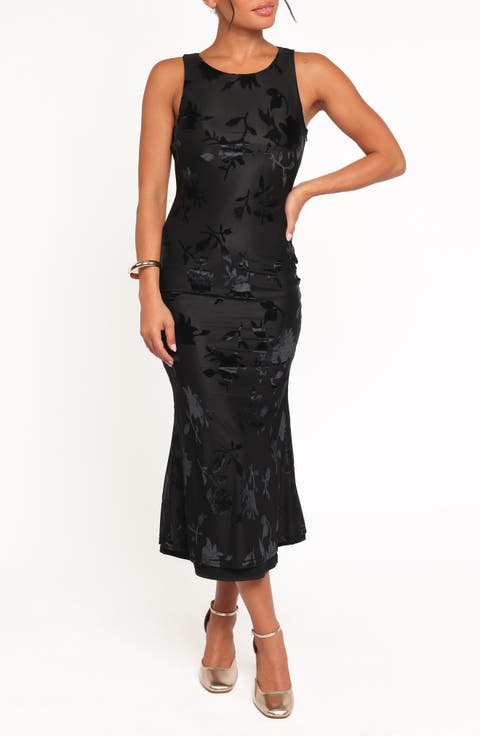 Melinda Sleeveless Velvet Burnout Midi Dress