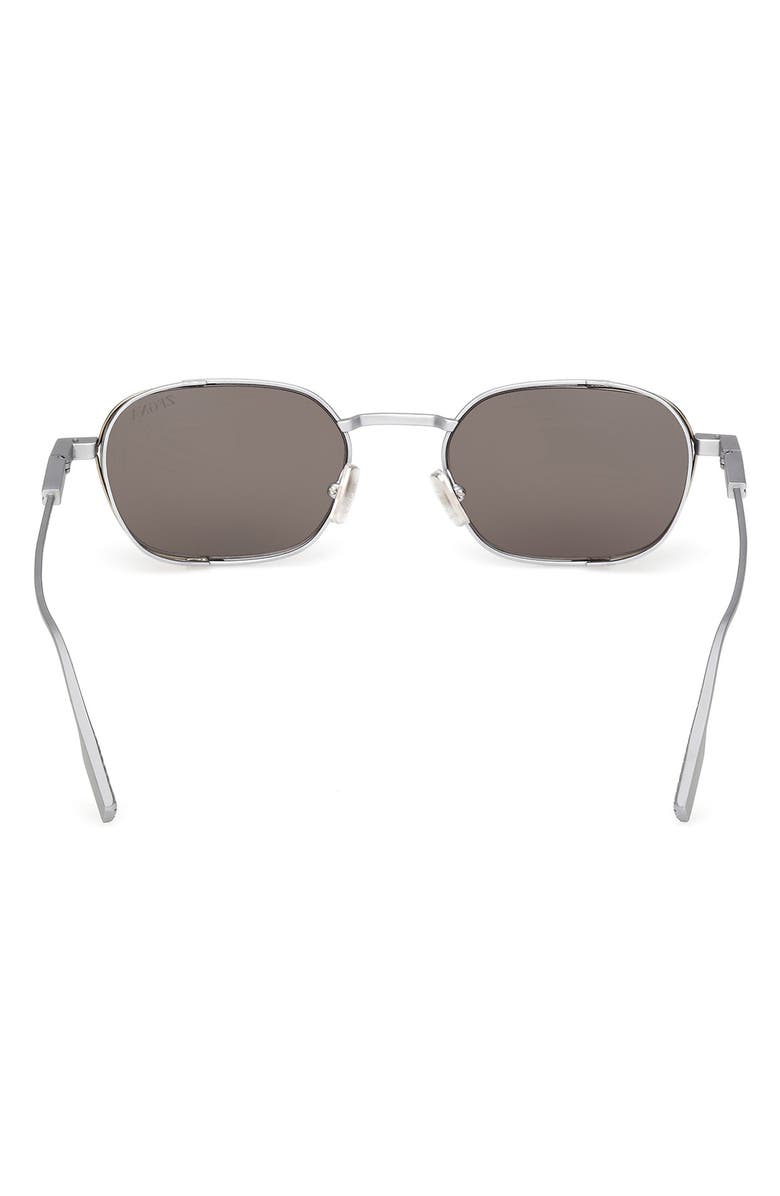 ZEGNA 52mm Geometric Sunglasses, Alternate, color, Palladium / Smoke