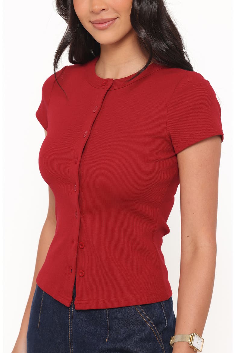 Tylarah Short Sleeve Rib Cardigan, Alternate, color, RED