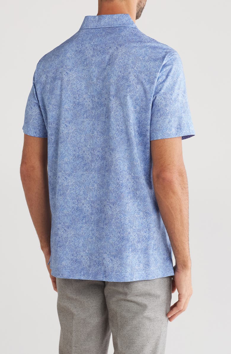 Bugatchi Abstract Print Stretch Cotton Polo, Alternate, color, Classic Blue