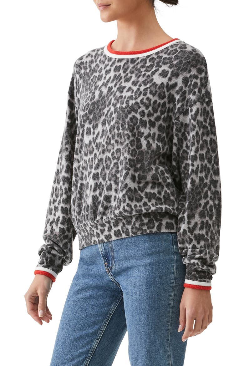 Tate Animal Print Sweater, Alternate, color, GREY COMBO