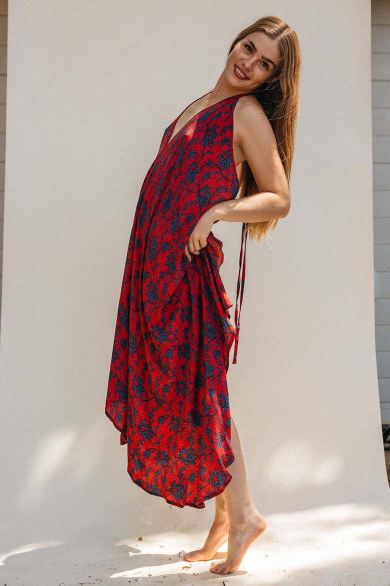 Classic Silk Dress Rhapsody, Alternate, color, Red