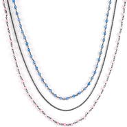 SAMUEL B. Beaded Rose Quartz & Blue Chalcedony Layered Necklace