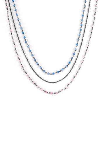 Samuel B. Beaded Rose Quartz & Blue Chalcedony Layered Necklace In Multi