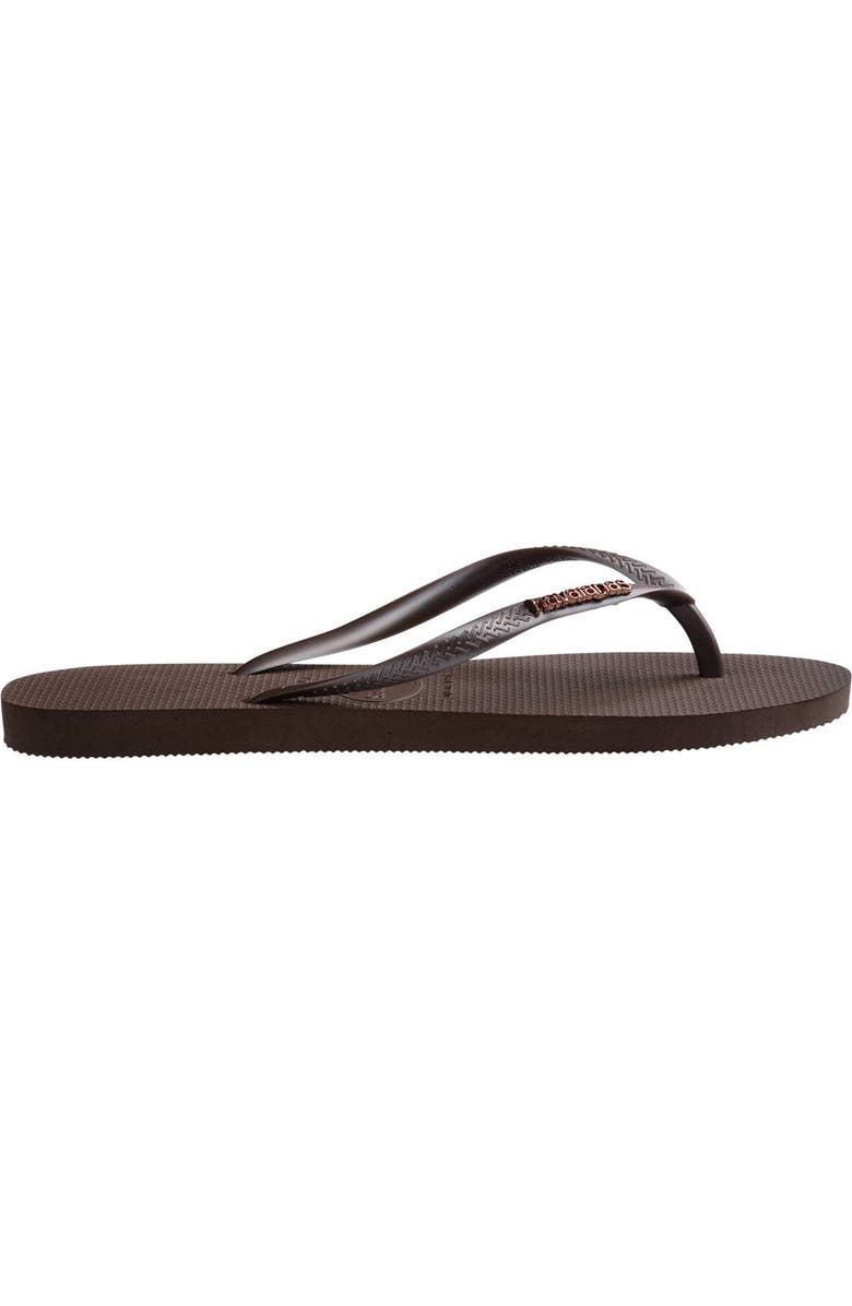 Havaianas Slim Logo Flip Flop, Alternate, color, Dark Brown